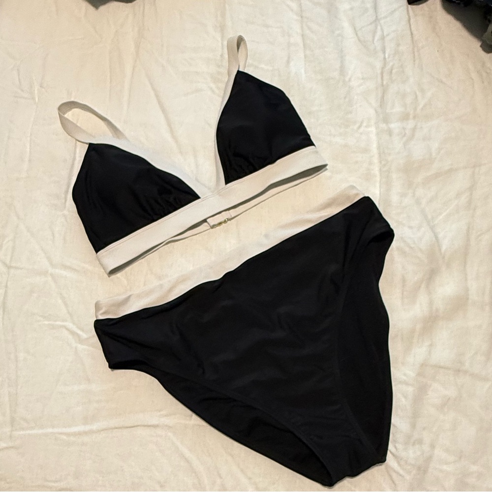 Shade and Shore Black and White Bikini, L